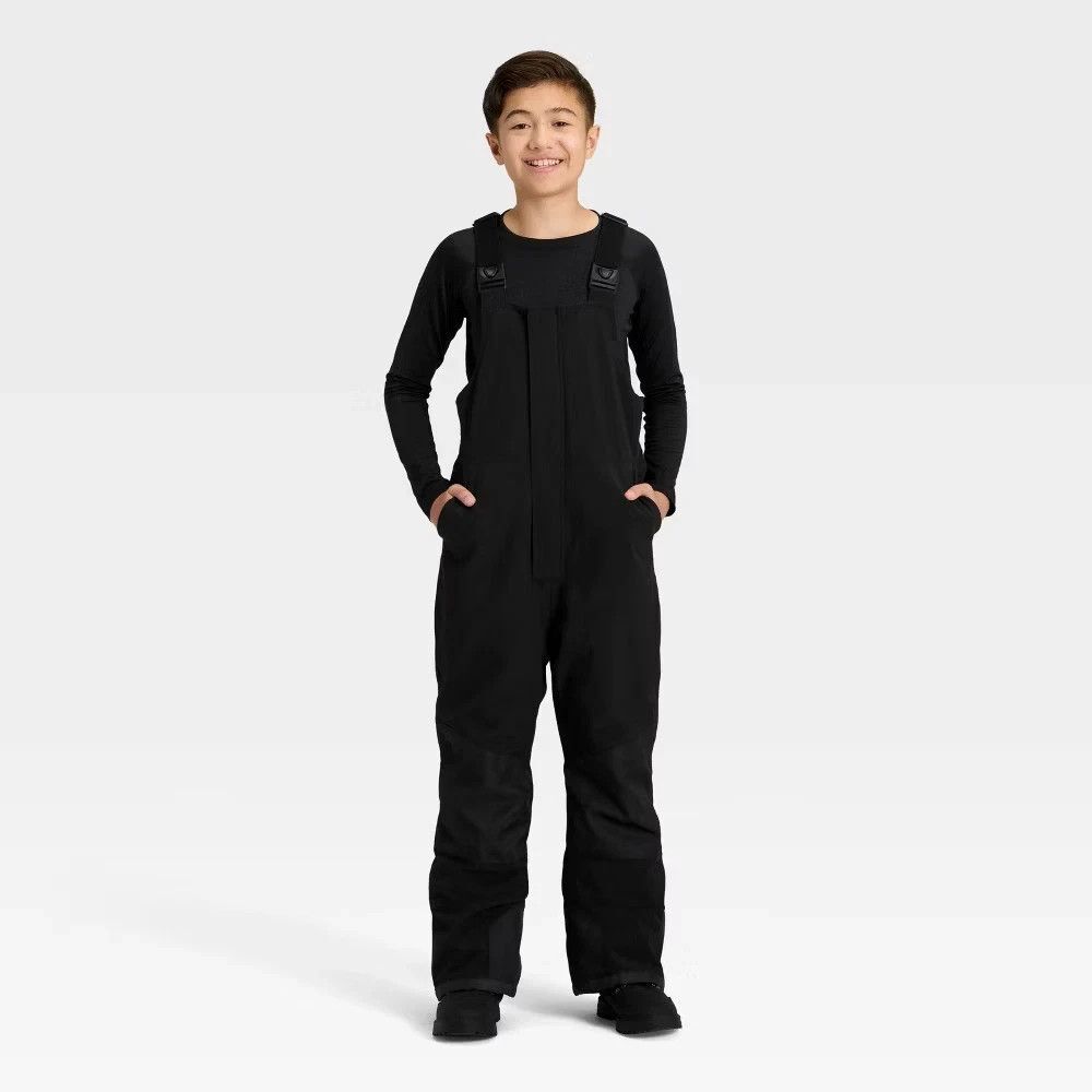 All In Motion Kids' Snow Bib Overall Pant Waterproof XS 4/5 Black NWT